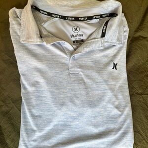 NWOT Hurley Men's Heather Light Blue Super Soft Performance Polo Tee